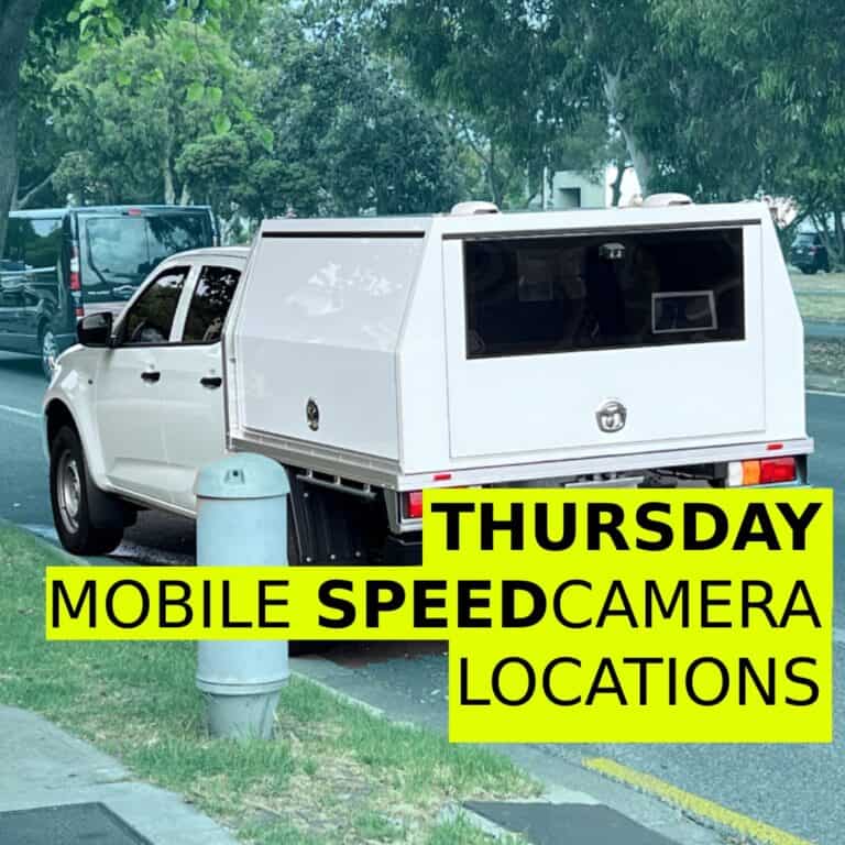 Thursday Speed Cameras – North, West & North-East Suburbs